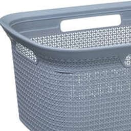 5Five Wasmand van rotan gevlochten - grijs - kunststof - 45 liter - 59 x 41 x 27 cm - rechthoek — thumbnail 2