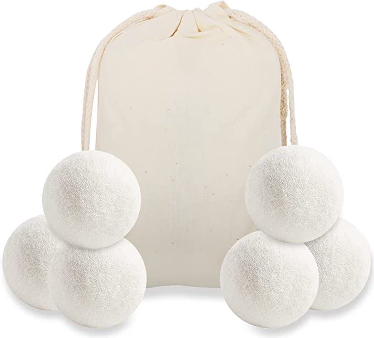 Droogballen van natuurlijke wol, 6 stuks, 6 x 6 cm, wollen drogerballen, voor het besparen van droogtijd, droogballen, schapenwol voor dons voor de wasdroger — afbeelding 1