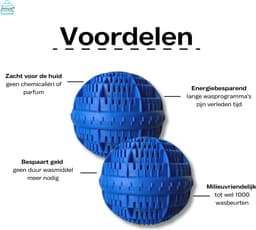 Ecologische Wasbol - Ecologische Wasbal - 2 stuks - Blauw - Wasbal - Duurzaam - Wasmachine - Keramische Balletjes - Geen Wasmiddel — thumbnail 2