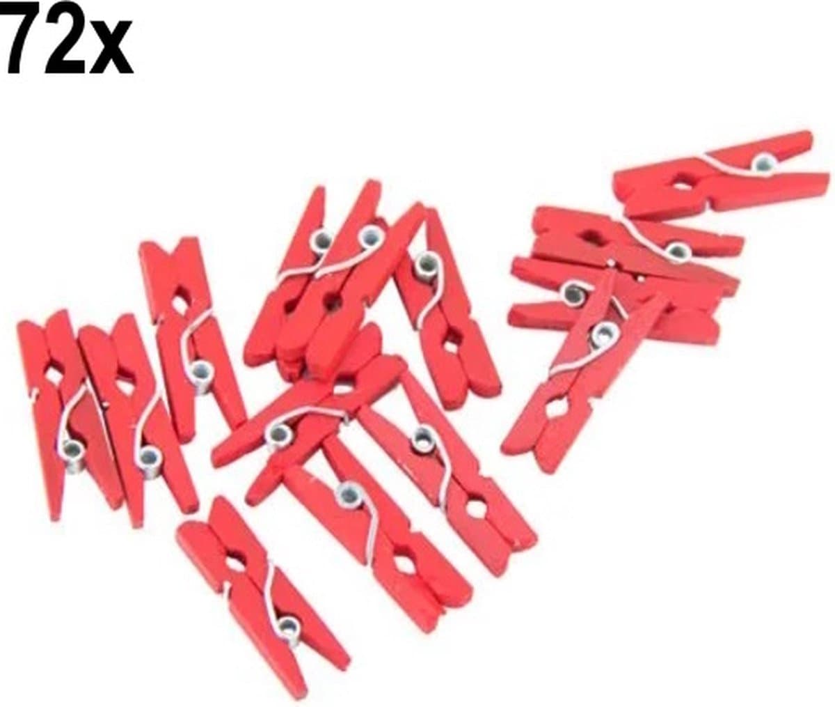 72x Mini Houten Knijpers Rood — afbeelding 1