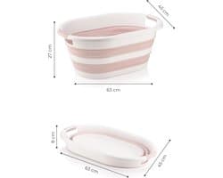 Asir Inklapbare Wasmand - 63x45x27 cm (LxBxH) - Wit-Roze - 50 liter - 100% kunststof
