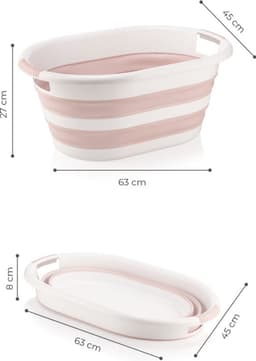 Asir Inklapbare Wasmand - 63x45x27 cm (LxBxH) - Wit-Roze - 50 liter - 100% kunststof — thumbnail 1