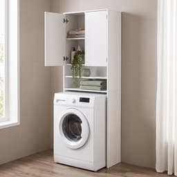 Wasmachinekast - wit - 63,5x174x30 cm - met opbergruimte — thumbnail 5