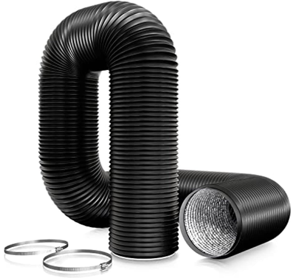 PromoHome PVC Uitlaatslang 75 mm - 3 meter met 2 RVS Slangklemmen voor Mobiele Airconditioning, Droger, Afzuigventilator en Ventilatiesysteem — afbeelding 1
