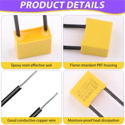 Dailygoods - 6 stuks onderdrukkingscondensatoren, led, 0,33 µF, 275 V, X2 veiligheidscondensatoren, polypropyleen-condensator, anti-interferentie, anti-flikkering, voor knipperlicht, led-verlichting — thumbnail 2