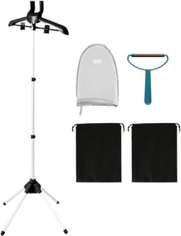 Dailygoods- Stoomhanger met 360° rotatie - Opvouwbaar - Draagbaar - Aluminium/Kunststof - Verstelbare hoogte 84-160 cm - 3 Stangen - Droogrek — thumbnail 1