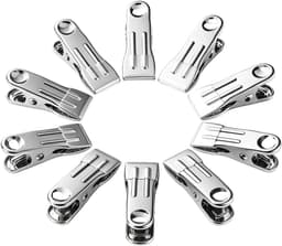 Metalen Wasknijpers - Kledingklemmen Organizer - Wasgoed Drogen - Roestvrij Staal - 8 Stuks - Wit — thumbnail 5