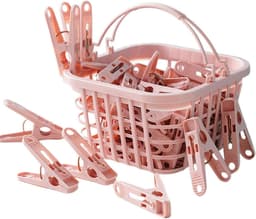Wasknijpers met mand - Kledingclips Windclips - Kleding Drogen - Windbestendige grip - 30 stuks - Roze — thumbnail 1