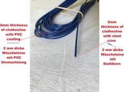 Camping waslijn - Reis waslijn - Buiten drogen - Extra sterk staal - 10 meter - Blauw — thumbnail 3