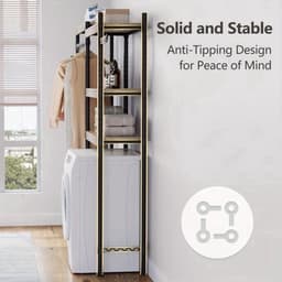 Wasmandrek – Wasmand Kastje – Wasruimte Organizer – Wassorteerder – Badkamerrek – Vrijstaand Houten Rek – 5 Lagen Met Dubbele Rijen – Praktisch Ruimtebesparend 76 cm Hoog — thumbnail 4