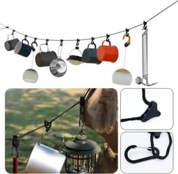 Reis Waslijn - Kledinglijn Buiten - Droog Kleding - Met Haken - 5 Meter - Reflecterend — thumbnail 2