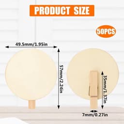 50 stuks mini-wasknijpers van hout met 4 cm ronde houten schijf - onderdelen clip van natuurlijk hout - wasknijpers voor foto's en brieven — thumbnail 2