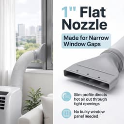 Platte afvoerset voor airco –Airco Afvoerslang Koppelstuk - - Afvoerkoppelstuk met plat mondstuk – Afvoerslang met diameter van 150 mm – Accessoire voor mobiele airco's – Uitschuifbare slang van 1,5 m – Grijs — thumbnail 3
