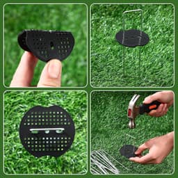 SnelShoppen - Weed Cloth, U-vormige Grondankers, 50 Grondankers + 50 Bufferdiscs, Tuin, Groentetuin, 150 x 40 mm, Galvaniseerd, Sterk en Duurzaam — thumbnail 3