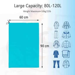SnelShoppen - 2-Piece Reiskledingzakken, 60 x 90 cm, Grote Capaciteit, Reiswaszak, 120 Liter, Duurzaam Materiaal, Lichtblauw, Ideaal voor Vakantie en — thumbnail 4