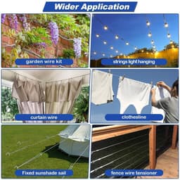 SnelShoppen - 60m 3mm Draad Kabel Kit, Vinyl Gecoate RVS Kabel, 7x7 Strengen, M5 Spankabels voor Hangende Lichten, Waslijn en Tuin Gordijn — thumbnail 4