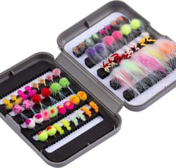 Vliegenvissen vliegen set forelbaarsvissen met vliegenbox, 36/64/72/76/80/96 stuks. Met droogvliegen/natte vliegen, nimfen, streamers, popper — thumbnail 5