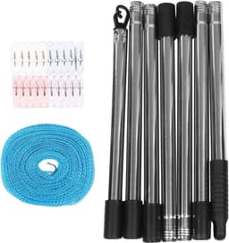 Draagbare Waslijn - Droogrek Buiten - Kleding Drogen - Weerbestendig Nylon - 250 cm - Zilver — thumbnail 1
