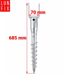 LUN FIX - Paalsteun U - 70x70 mm - grondanker voor inschroeven 685 mm - 1 stuk — thumbnail 2