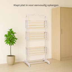 ZRNS® Wasrek Inklapbaar op Wieltjes - Droogtoren - Droogrek - 3 Niveaus — thumbnail 4