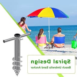 Parasol grondanker voor stevige bevestiging, 42 cm aardspijker, ideaal voor parasols en kledinglijnen, geschikt voor 3-5 cm polen — thumbnail 2