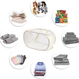 SnelShoppen - Vouwbare Wasmand Pop-Up Mesh Wasmanden met Handvatten - Draagbare Wasmand voor Opslag in Slaapkamer, Badkamer en Reizen - Stevig Staal e — thumbnail 5