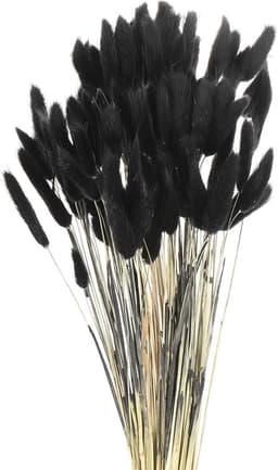 120 stuks natuurlijke hazenstaart, gedroogde bloemen, 43 cm, mini pampasgras, voor bloemendecoraties, bruiloft, Kerstmis, zwart — thumbnail 2