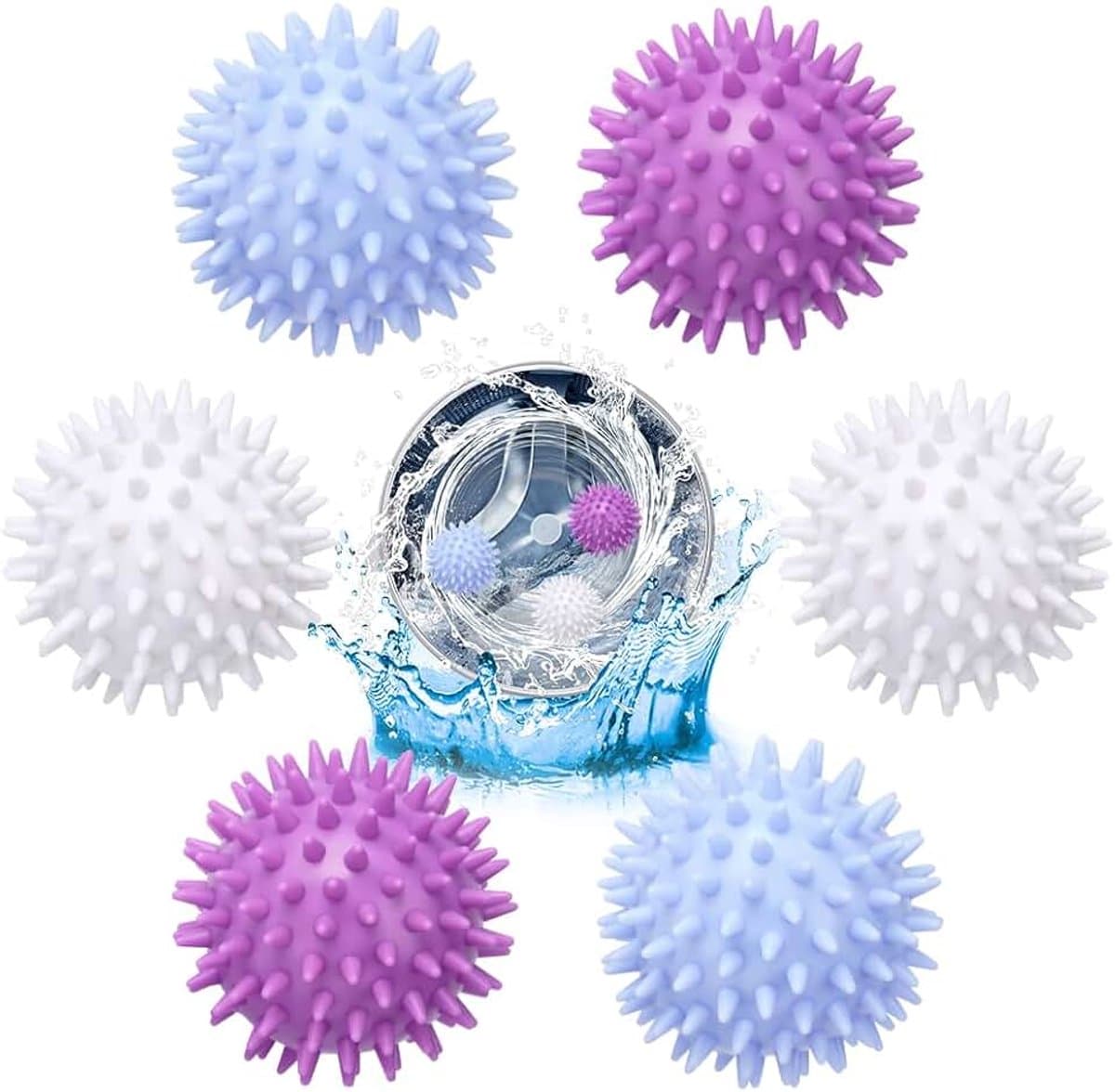 wasbal voor wasmachine, set van 6 drogerballen, waspoederbal voor vloeibaar wasmiddel, wasbälle voor droger, herbruikbare drogerballen voor thuis kledingreiniging, drogerballen — afbeelding 1