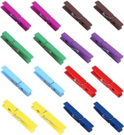Wasknijpers 7,4 cm Hout 40 Stuks Gemengde Kleur - Sterke Metalen Veren - Dagelijks Gebruik - Knutselen en Beschilderen — thumbnail 1