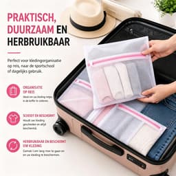 KZQ Wasnetten voor delicate kleding 5 stuks 30x40 cm met ritssluiting, herbruikbare waszakken voor fijne was, beschermt stoffen tegen slijtage en klitten, geschikt voor wasmachine en handwas — thumbnail 3