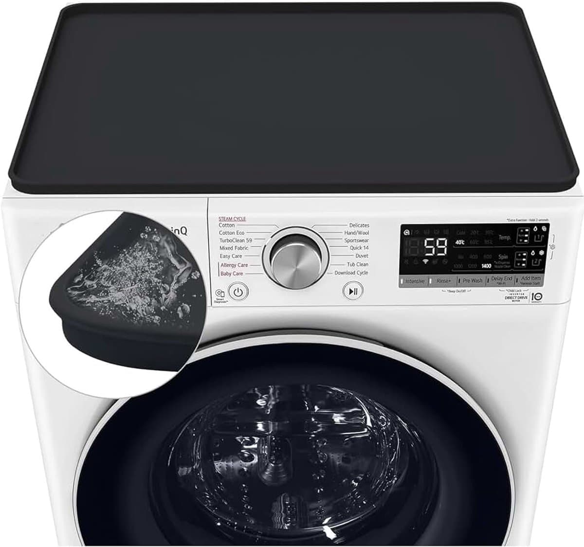 60x60cm wasmachineovertrek van siliconen,wasmachine en droger,zwart | wasmachinenonderlegger voor waskamer en keuken werkblad, waterdichte rubber beschermmat en isolatiemat — afbeelding 1