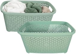 Storage Solutions wasmand - 2x - 35 liter - groen - 54 x 37 x 26 cm - Kunststof - Draagmand — thumbnail 1