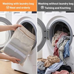 Set van 3 Katoenen Wasnetten 15x12 inch - Ademend Waszak met Stevige Rits voor Delicate Kleding, Ondergoed en Sokken - Ideaal voor Reizen en Wassen — thumbnail 4