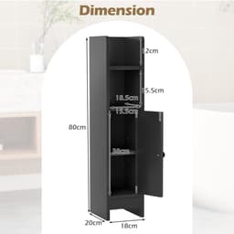 SureDeal® - Badkamerrekk - Stucks Smalle Toiletkast - Open Vakken - Afneembare Panken Vintage - 20x18x80 cm - Donkerbruin — thumbnail 5