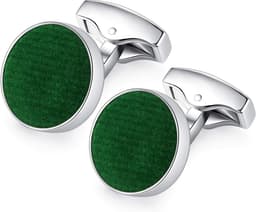 Cufflinks voor mannen - ronde vorm - katoen en staal - perfect voor bruiloften - ShopVlot — thumbnail 5