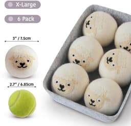 Solidchoice - Wol Droogballen 6 Stuks, Natuurlijke Wol voor Sneller Drogen — thumbnail 4