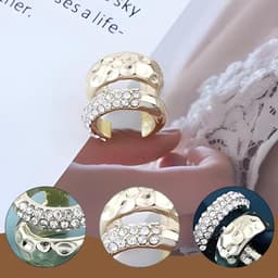 2 Paar Oormanchet Oorbellen zonder piercings, 14K Vrouwen Chunky Earcuff Oorbellen zonder clip-on gat voor kraakbeen voor meisjes, hypoallergeen, zilver+goud — thumbnail 5