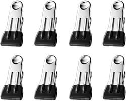 Robuuste Wasknijpers - Multifunctionele Clips - Kleding Droge Houden - Roestvrij Staal - 8 Stuks - Zwart