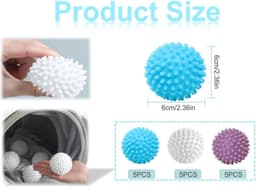 Drogerballen voor wasdroger, 15 stuks wasballen voor wasmachine, ballen voor pluizige was, wasballen voor wasmachine, drogerballen, voor droger, wasmachine (3 kleuren) — thumbnail 4