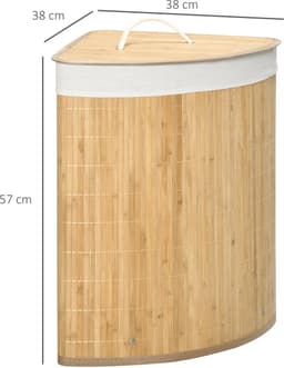 Wasmand van 55 liter met deksel - handvat - wassorteerder met uitneembare waszak voor de badkamer - bamboe - naturel — thumbnail 5