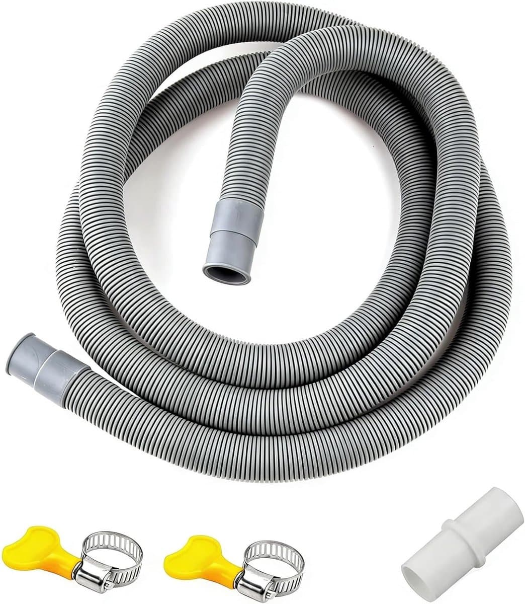 Verlengslang voor Afvoer 0.5/1/1.5/2/2.5/3/4/5/6/7 m, Universele Afvoerslang voor Vaatwasser en Wasmachine met Slangverbinding en Slangklemmen — afbeelding 1