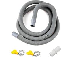 Verlengslang voor Afvoer 0.5/1/1.5/2/2.5/3/4/5/6/7 m, Universele Afvoerslang voor Vaatwasser en Wasmachine met Slangverbinding en Slangklemmen
