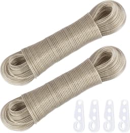2 stuks waslijn 50 m, waslijn met stalen kern 3 mm, weerbestendig wastouw, waslijn extra sterk voor tuin, camping, huishouden, reizen — thumbnail 1