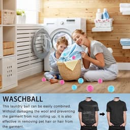 SnelShoppen - 12 Wasballen, Herbruikbare Anti-Haar Wasballen, Verwijdert Dierhaar, Microvezel, Voor Kleding en Beddengoed (Kleurmix) — thumbnail 3