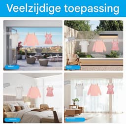 QTTVBTNA – Roldrooglijn – Intrekbare Waslijn 5 Lijnen – Telescopisch Wandgemonteerd Droogrek voor Wasgoed – Ruimtebesparende Kledingdroger voor Badkamer, Balkon en Tuin – Wit — thumbnail 5