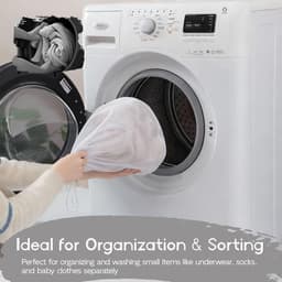 Set van 2 wasnetten, 40 x 30 cm, voor wasmachine, fijne netten met trekkoord, herbruikbaar, voor ondergoed, sokken en babykleding, bescherming van het wasgoed — thumbnail 5