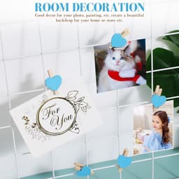50-stuks Clips - Houten clips - Mini clips - Fotoclips - Hartvormige mini wasknijpers - Mini houten hartvormige wasknijpers - 1.5×3×0.5cm - Geschikt voor foto's, paperclips, zelfgemaakte Valentijnskaarten, tekeningen, scrapbooks, enz. - Blauw — thumbnail 5