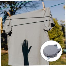 Intrekbare Waslijn - Drooglijn Waslijn - Kleding Drogen - Verstelbare Lengte - 15 Meter - Lichtgrijs — thumbnail 5