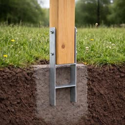 Paaldragers Thermisch Verzinkt - Grondankers H-anker - Tuinconstructies Verstevigen - H-constructie met Versteviging - 91 x 600 mm - Zilverkleurig — thumbnail 4
