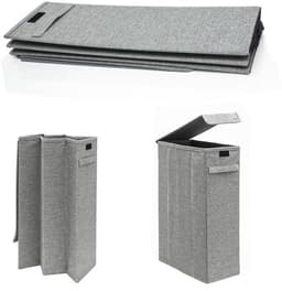 20 cm Smalle Wasmand met Deksel - 50L Opbergbox Grijs — thumbnail 2